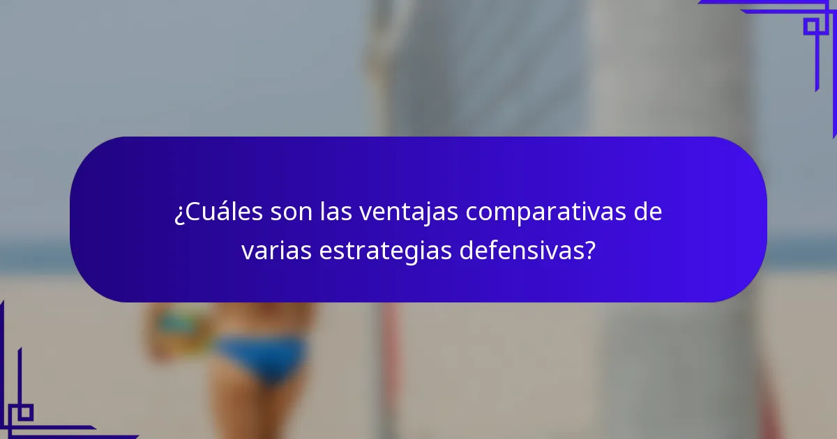 ¿Cuáles son las ventajas comparativas de varias estrategias defensivas?
